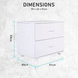 2X Bedside Table Side Storage Cabinet Nightstand Bedroom 2 Drawer Legs ETTA WHITE V274-FT-BEDT-2DD08-WH2