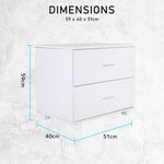 Bedside Table Side Storage Cabinet Nightstand Bedroom 2 Drawer Legs ETTA WHITE V274-FT-BEDT-2DD08-WH