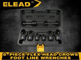 ELEAD 8PCS Flex Head Crowfoot Line Wrench Set Metric Flare Nut Wrench Set CR-V V465-70184
