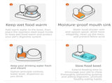 2 pcs Grey and White Cat Feeding Station with Water Dispenser & Slow Feeder Bowl Plus Cat Scratching V888-ELOSUNG53322