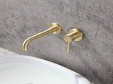 Gold Basin Tap Solid Brass Wall Mounted Bathroom Sink Faucet Brushed Brass Swivel Spout Basin V1237-ZY-715-220