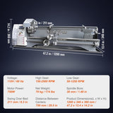 VEVOR Metal Lathe Machine, 210 mm x 736 mm, Precision Benchtop Power Metal Lathe, 0-2500 RPM V952-TSJSCCWSDJ210EZH9V3