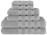 Grey Luxury 6-Piece Combed Cotton Towel Bale Set - Ultra Soft & Absorbent Bath, Hand, Face Towels V888-ELOSUNG27903