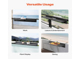 Balcony Hanging Table, 12 x 48 in Folding Balcony Railing Table, Outdoor Balcony Bar Table for V952-FXGZMZ12INCH0ANITV0