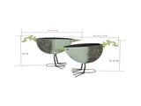 Set 2 Green Bird Planters / Storage 49cm V637-13309BRD