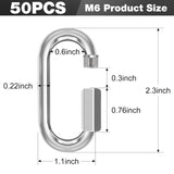 M6-50 Pack 2.3 Quick Links Chain Connectors, 1/4 Galvanized Chain Locking Hooks, 620LBS Heavy Duty V1258-DP02-WO-318