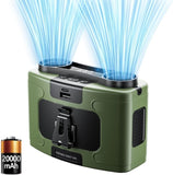 20000mAh Outdoor Portable Waist Fan Hanging Neck Fan Strong Wind with Power Bank LED Lighting for V413-20K-FAN-GREEN