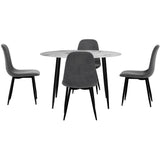 1 Artiss Dining Table and 4 Chairs Set Marble Grey DSET-MAR75-VEL01-GYX4