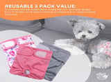 Rooster Farms Female Dog Diapers Large 3Pk - Washable Reusable Nappies Hook/Loop V238-SUPDZ-41365731442768