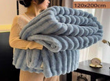 Fluffy Bunny Fleece Long Nap Blanket Thick Flannel Milk Fleece Office Leg Cover Starry Blue V1221-XM-LB5545-ZS195