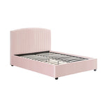 Camelia Queen Size Bed Frame Pink Velvet Upholstery High Headboard Quality Slats Metal Structure V43-BED-CAM-QPN