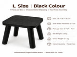 Versatile Solid Wood Small Stool and Mini Side Table with Rounded Square Top and Cylindrical Legs V1341-ZY-CDAYK5YM-L-BLACK