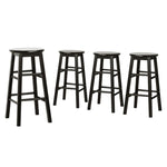 Artiss 4x Bar Stools Round Chairs Wooden Black BA-G-7033-BKX4