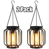 Outdoor Solar Retro Metal Hanging Lantern 2-Pack, Warm Filament, IP44 Waterproof, Garden Patio Decor V1232-TYHYD-001