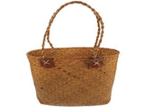 Portable Hand-Woven Picnic Basket in Coffee Color for Outdoor Use V1192-AZ-W-25293