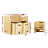 Keezi 3PCS Kids Table and Chairs Set Multifunctional Storage Desk BENT-B-KID-TAB03-NT