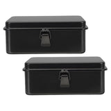 2Pcs Small Iron Tool Box Durable Portable Case for Garage and Car Tool Storage V1369-AZ3-W-19310