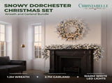 Christabelle Snowy Dorchester Christmas 2pc Set 1.2m Large Christmas Wreath and Garland with LE CMB-NATSD-L-WG