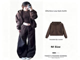 Relaxed Fit Chestnut Brown Hoodie Size M for Ladies, Soft Skin-Friendly Fabric, Multi-Scene Daily V1221-XM-LB5027-ZS141