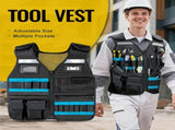 tool vest, multi pocket vest, industrial tool vest, safety vest, tool storage vest, breathable V1102-144-BLA-68377