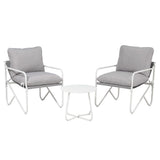 Gardeon Outdoor Bistro Set 3 Piece Patio Furniture Conversation Table and Chairs Grey ODF-BISTRO-STL-GR