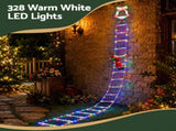 Jingle Jollys 3.5M Christmas Lights 300 LED Ladder Light with Santa Claus Decor XMAS-MOT-D-LADDER-MC