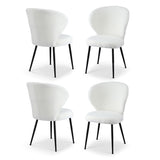 Artiss 4x Dining Chairs Sherpa Boucle Wing Back White UPHO-C-DIN-2514-WHX4