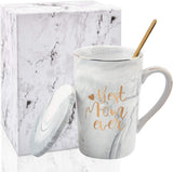 Best Mom Ever Coffee Mug Gift Set with Lid, Spoon & Coaster, 14oz Pink Marble Ceramic Cup for V1107-CS-DLSMKBB