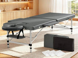 Zenses Massage Table 55cm Portable 2 Fold Aluminium Beauty Bed Grey MT-ALUM-2FOLD-GR-55