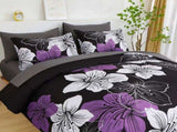 Black Purple Hibiscus Bloom Comforter Quilted Doona Set V745-MMPAB010880AJ3