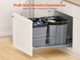 Pull-Out Trash Can, 27 QT x2 Double Under Mount Kitchen Waste Container, Heavy Duty Garbage V952-CFLJTDTHSST5PSCNSV0