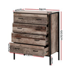 Artiss 4 Chest of Drawers - BARNLY FURNI-G-IND-DT4D-WD-AB