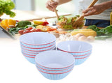 12PCS 6in Salad Bowls Food Serving Bowls Imitation Porcelain Dinnerwar TablewareLight Blue Grid V1294-YM0901-3118210047012