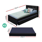 Artiss Bed Frame King Single Size Trundle Daybed Black BFRAME-H-TRUN-KS-BK-ABC