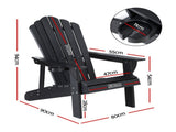 Gardeon Outdoor Chairs HDPE Adirondack Beach Chair Sun Lounge Patio Furniture Garden Black FF-BEACH-HE-BK