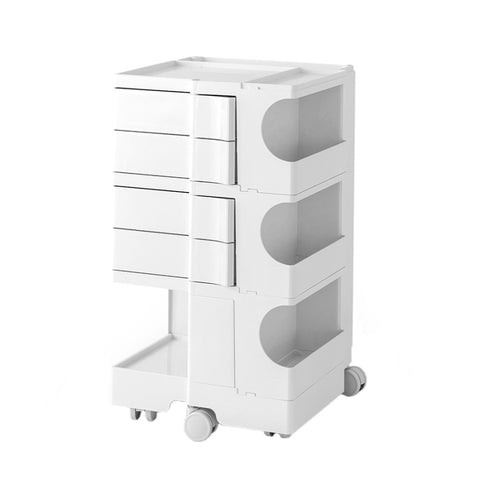 Artiss Storage Trolley Cart Bedside Table 5 Tier White AI-PP-TROLLEY-L-WH