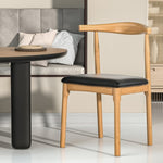 Artiss Dining Chair Rubber Wood Leather Seat Black MO-DIN-B-02-PU-BK