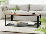 Artiss Coffee Table 2-Tier Rustic Brown 104CM FUR-S-COF11-WAL