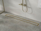 1000mm Tile Insert Bathroom Shower Brushed Brass Grate Drain w/Centre outlet Floor Waste V63-844751