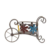 Antique Wheelbarrow w Flower Design Pot Planter 41cm V637-06989WBR