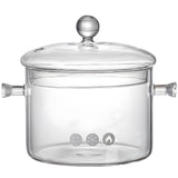 Glass Cooking Pot, Glass Simmering Pot for Stove, 1.9L Heat-proof Glass Cooking Pot with Lid, High V1370-AZ4-16644