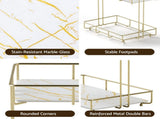 Artiss 2X Bathroom Storage Rack 2 Tier Corner Organiser Gold Marble Look BSR-B-2T-25H-GDX2