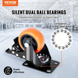 VEVOR Caster 76.2 mm Swivel Plate Casters, Set of 4, with Security A/B Locking No Noise PVC V952-PBJLCSJAZ4J27UKMWV0