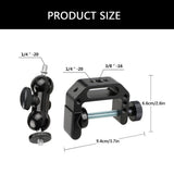 Camera Clamp Mount C Clamp with 1/4inch Screw Arm for LED Video Lights Monitors Action Camera V1192-AZ-W-23640