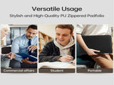 document Zippered Business Padfolio A4 PU Leather Portfolio Organizer for Interview Resume Document V1369-AZ3-W-16141