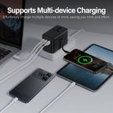100W Universal Travel Adapter, GaN International Power Adapter with Retractable USB-C Cable, 3 USB-C V1274-100WGAN