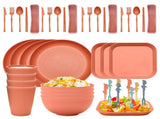 Four-person Set Orange Eco-Friendly Wheat Straw Dinnerware Set, Plate, Bowl, Cup & Utensil Set V888-ELOSUNG17618