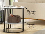 Artiss Set of 2 Side Table Coffee Table 2-Tier Round Marble Effect FUR-S-COF08-MB-WHX2