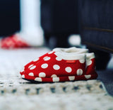 ARCHLINE Orthotic Slippers CLOSED Back Scuffs Moccasins Pain Relief - Red Polka Dots - EUR 36 V563-AS501-36