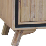 Buffet Sideboard in Silver Brush Colour with Solid Acacia & Veneer Wooden Frame Storage Cabinet with V43-BFT-SSH